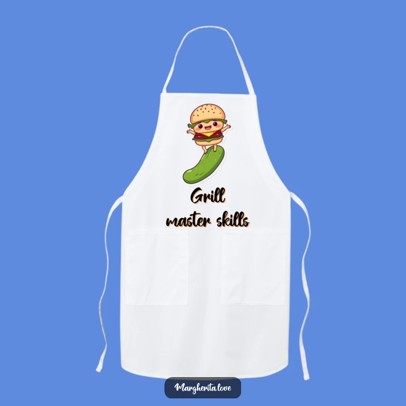 Funny Burger Pickle Apron: Delighted Balancing Kitchen Fun