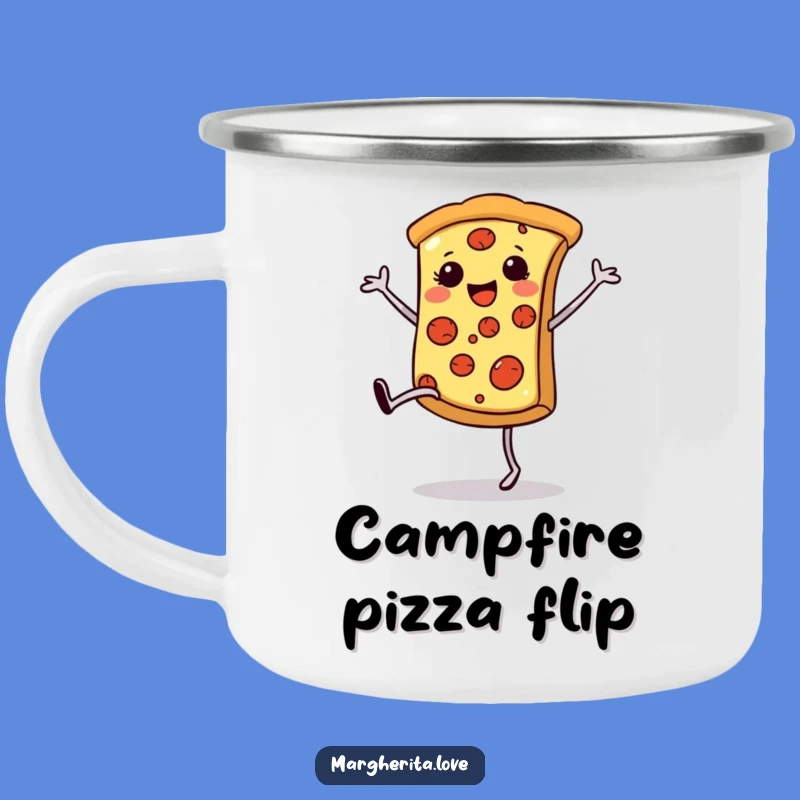 Funny Pizza Cartwheel Camping Mug: Outdoor Food Fun, Unique Funny Adventure Gift