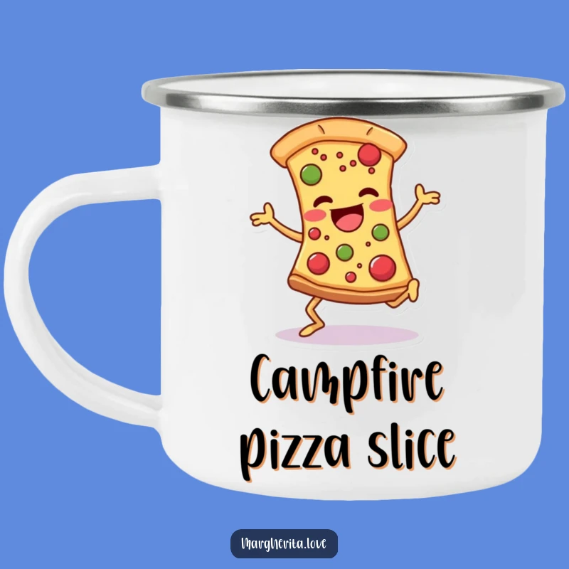 Funny Pizza Dancer Camping Mug: Joyful Slice Adventures, Great Outdoor Gift