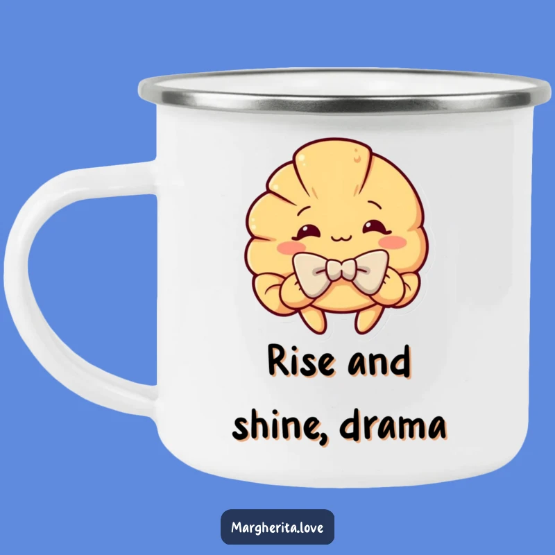 Funny Croissant Bow Camping Mug: Outdoor Humor, Perfect Gift for Campers and Pastry Fans
