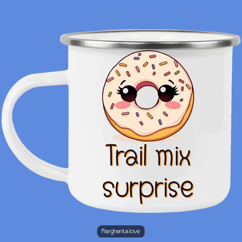 Funny Curious Doughnut Camping Mug, Explore Outdoors with a Treat