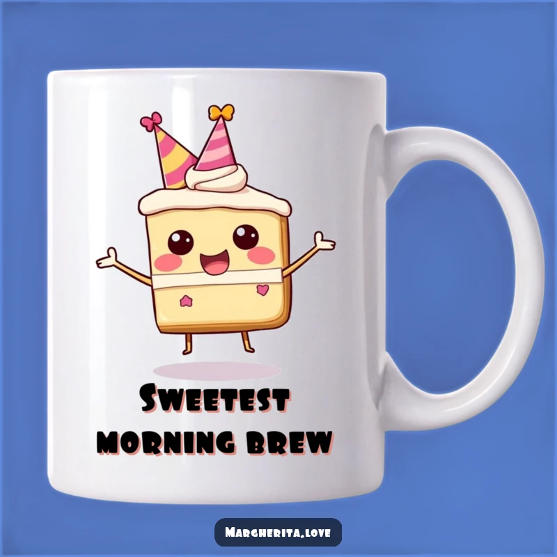 Funny Happy Cake Slice Mug, A Joyful Treat for Sweet Celebration Lovers