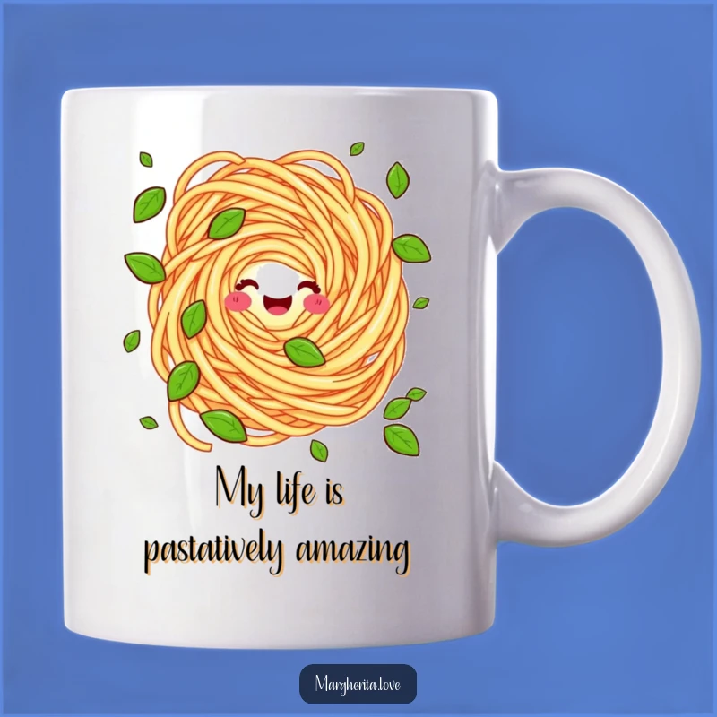 Funny Pasta Swirl Juggling Basil Mug - Hilarious Italian Food Art Gift