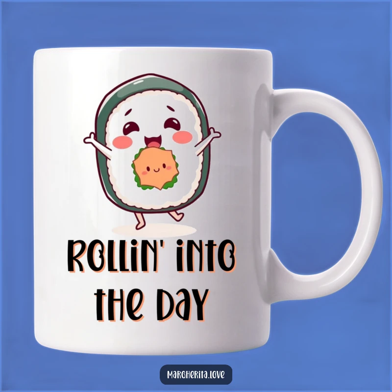 Funny Sushi Roll Dancing Mug - Joyful Japanese Food Character Gift