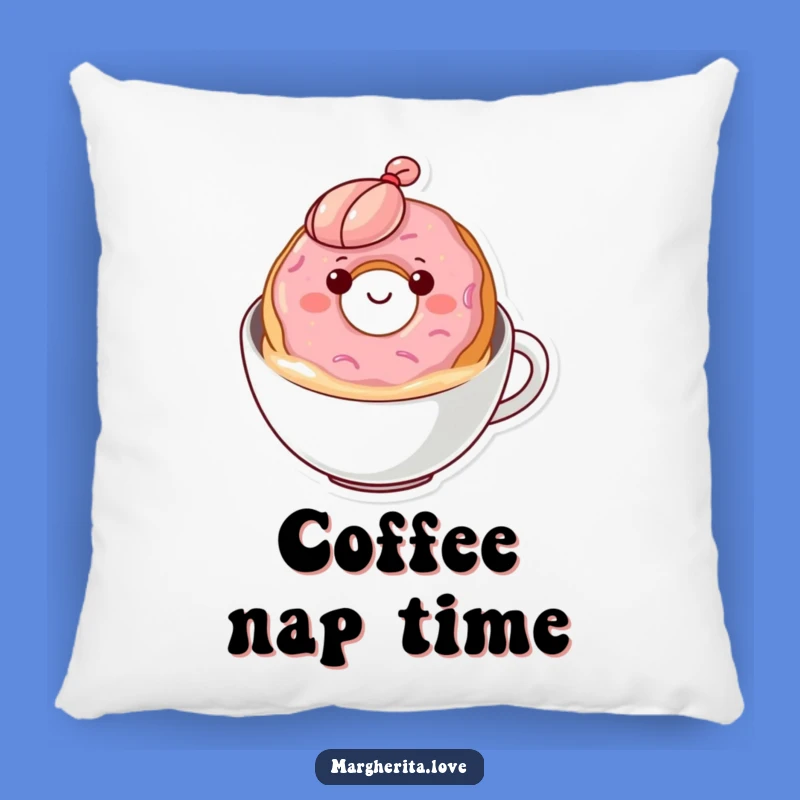 Funny Donut Coffee Pillow: Content Floater Cushion, Comfy and Hilarious Decor