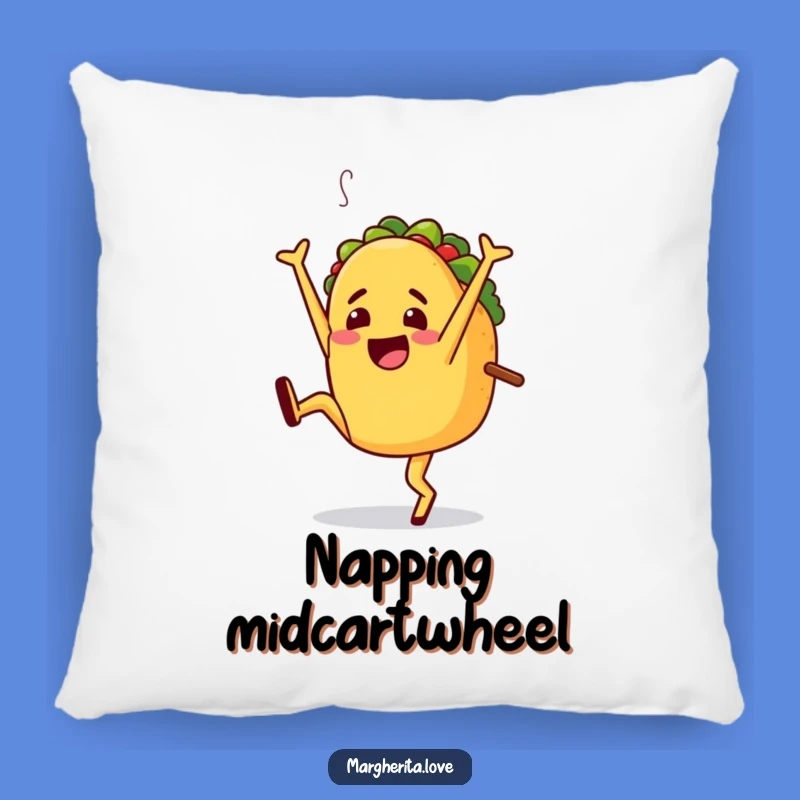 Cozy Funny Jaunty Taco Cartwheel Pillow - Snuggle Up with Fiesta Fun