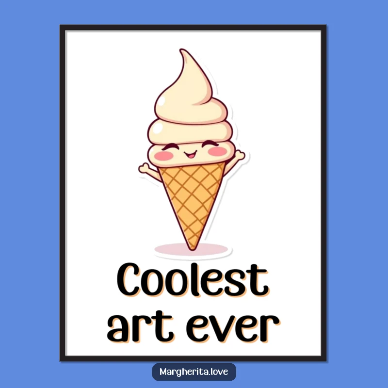 Funny Ice Cream Headstand Digital Print: Instant Cool for Walls