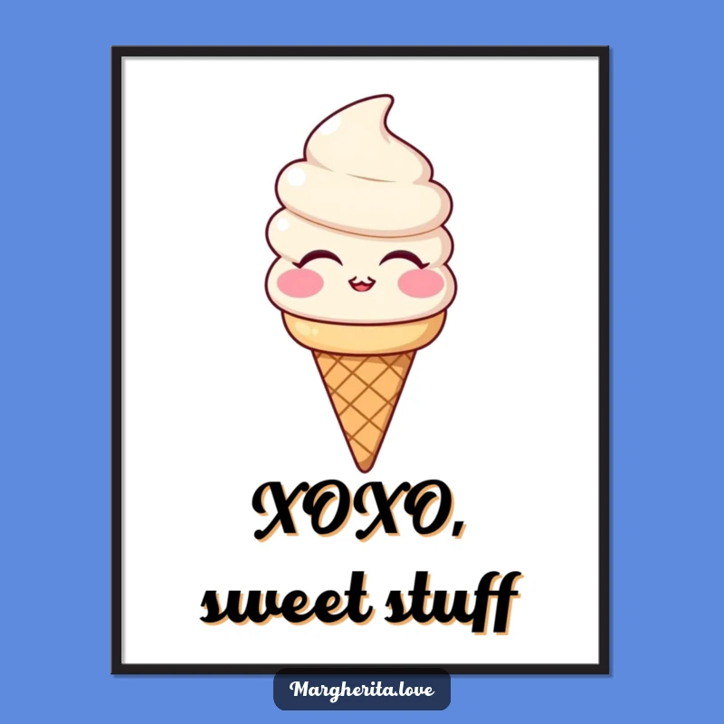 Funny Ice Cream Kiss Digital Art: Instant Sweet Decor, Perfect Gift for Art Lovers
