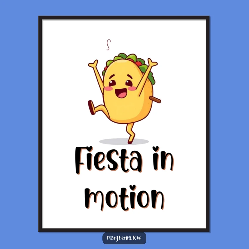 Funny Jaunty Taco Cartwheel Digital Art - Instant Fiesta Decor Gift