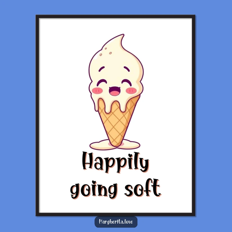 Funny Melting Ice Cream Cone Digital Print: Instant Summer Joy