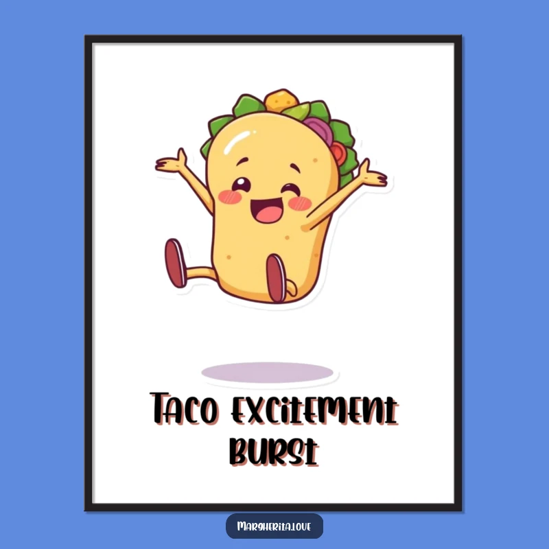 Funny Taco Digital Art: Cartwheel Fiesta - Instant Download