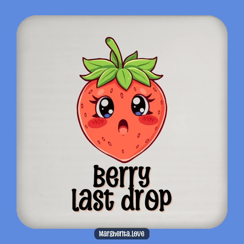 Funny Surprised Strawberry Drink Coasters, Protect Surfaces with Humor