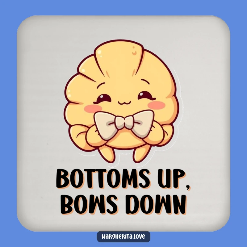 Funny Croissant Bow Drink Coaster: Protect Surfaces with Humor, Perfect Gift for Hosts