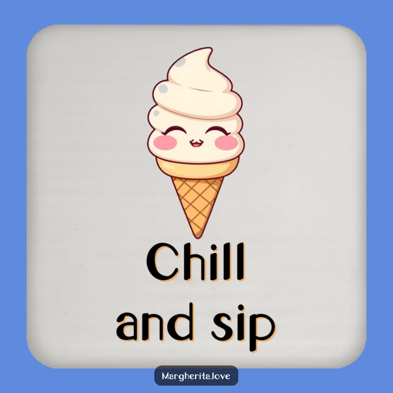 Funny Ice Cream Kiss Drink Coaster: Protect Surfaces with Sweet Style, Perfect Gift