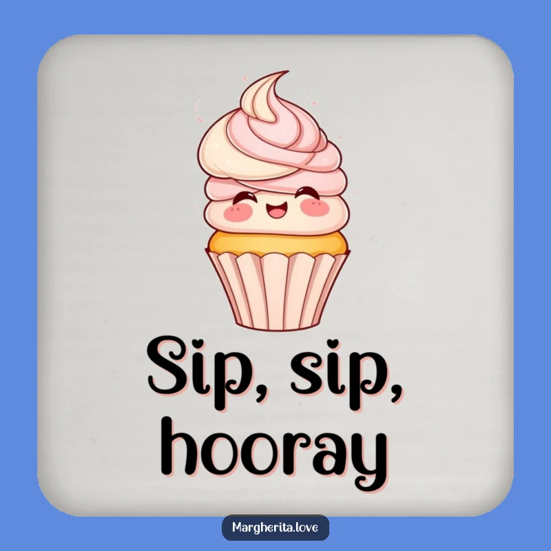 Funny Cupcake Spin Drink Coaster - Playful Frosting Hair Protector