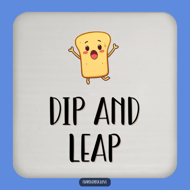 Funny Surprised Breadstick Leaping Coaster - Protect Surfaces with Bakery Humor Gift