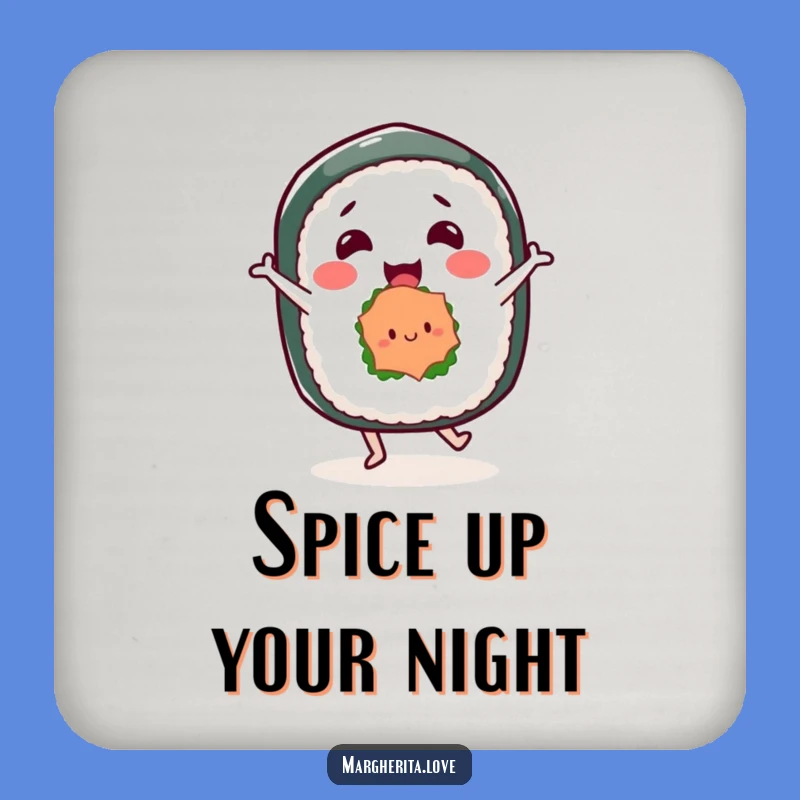 Funny Sushi Roll Dancing Coaster - Protect Surfaces with Japanese Food Humor Gift
