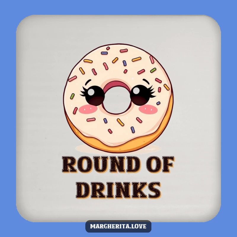 Funny Curious Doughnut Drink Coasters, Protect Surfaces with Sweetness