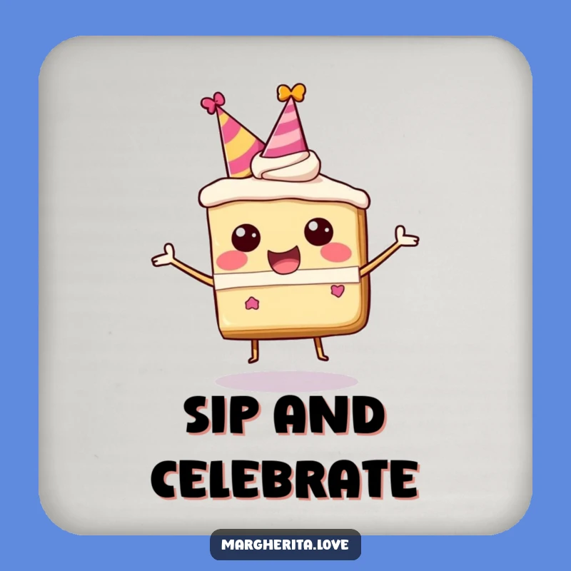 Funny Happy Cake Slice Drink Coasters, Add Cheer to Your Table