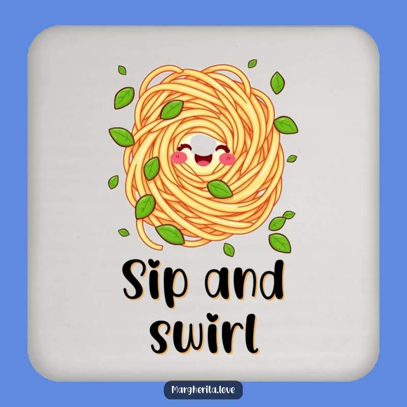Funny Pasta Swirl Juggling Basil Coaster - Protect Surfaces with Edible Humor Gift