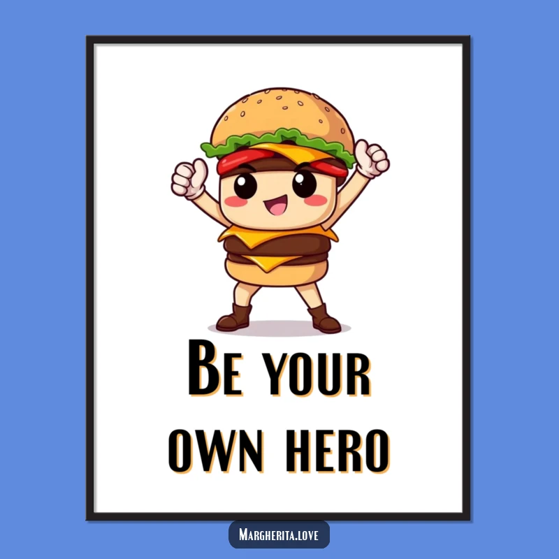 Funny Burger Hero Poster: Epic Wall Art for Foodie Champions