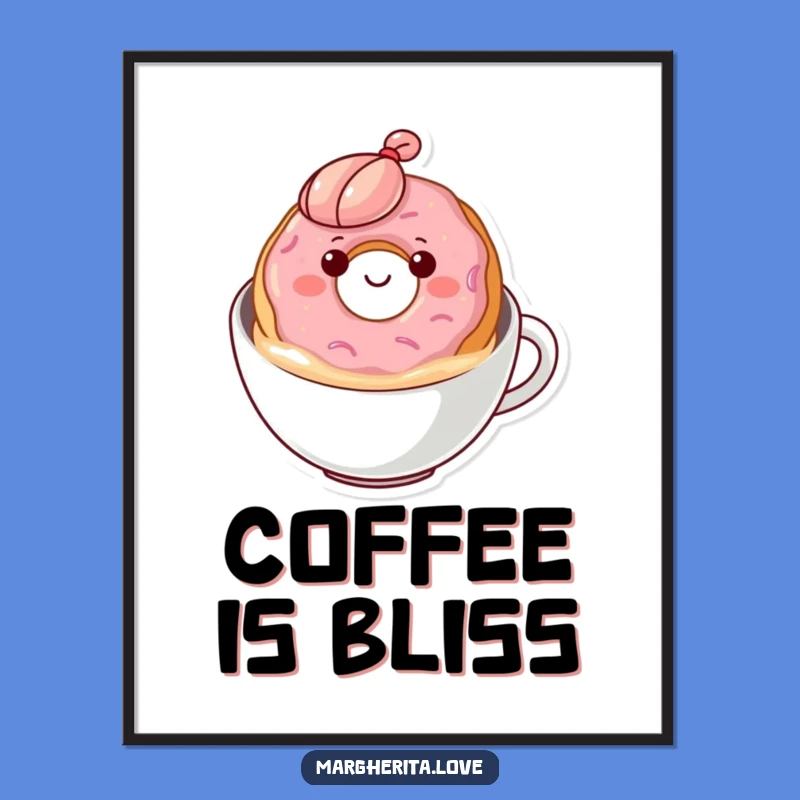 Funny Donut Coffee Poster: Content Floater Art, Hilarious Wall Decor Gift