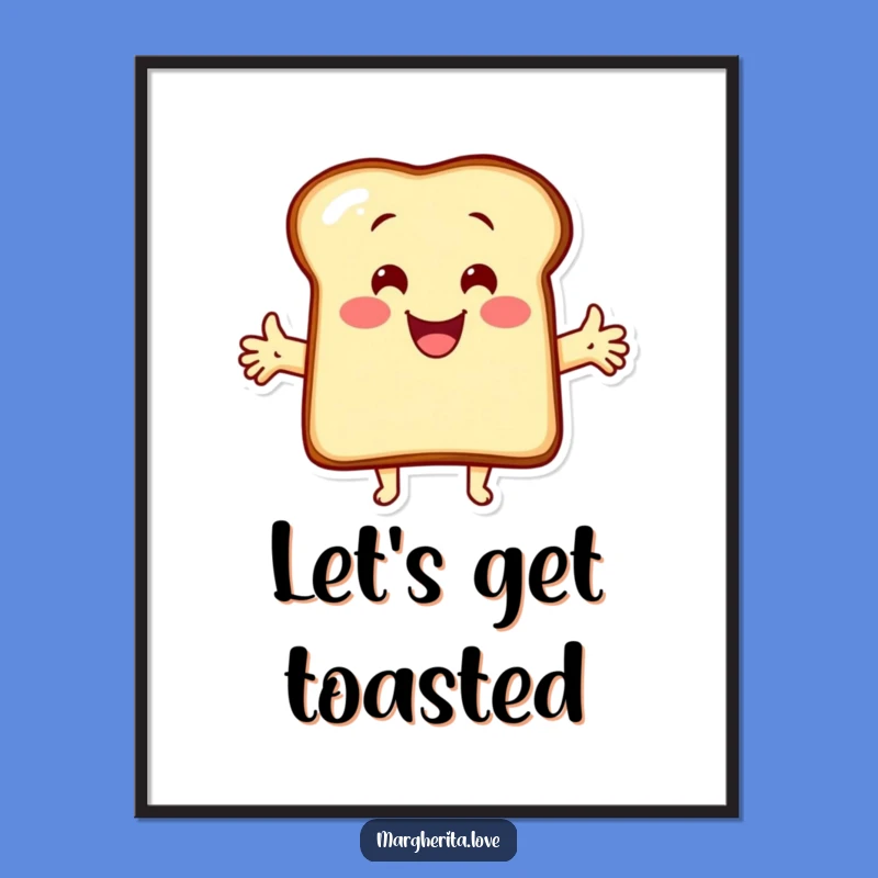 Funny Hugging Toast Poster: Cheerful Cartoon Art to Brighten Any Room