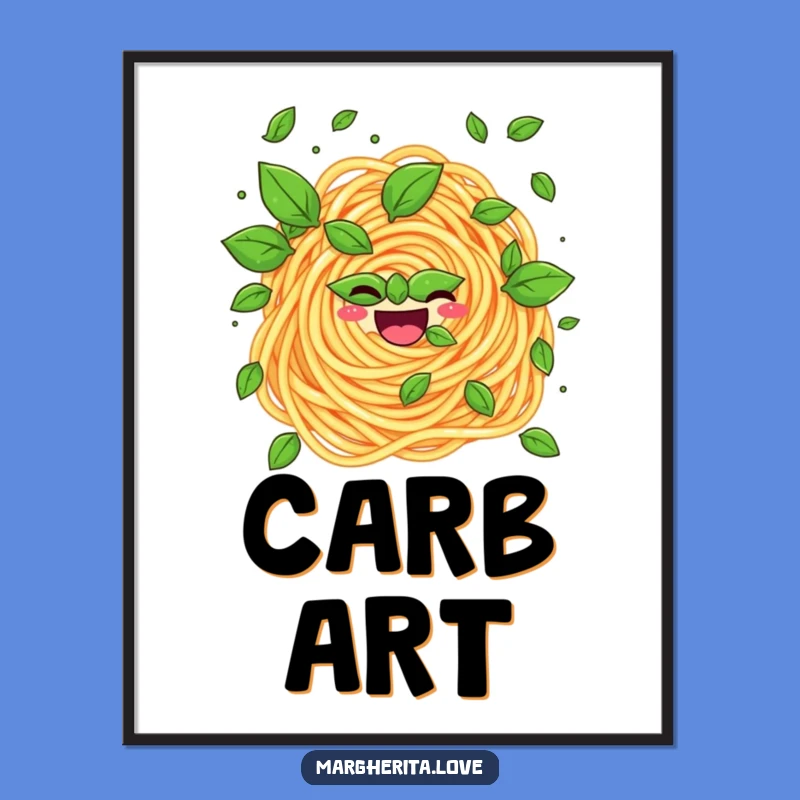 Funny Pasta Swirl Juggling Basil Poster - Whimsical Wall Art Gift