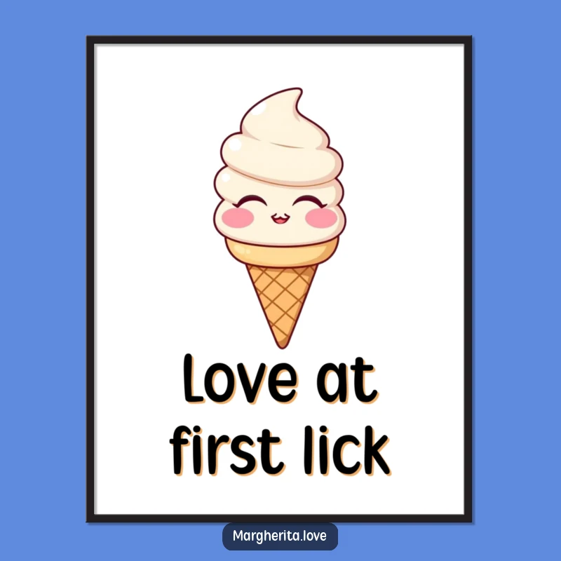 Funny Ice Cream Kiss Poster: Sweet Wall Art, Perfect Hilarious Gift for Kitchens