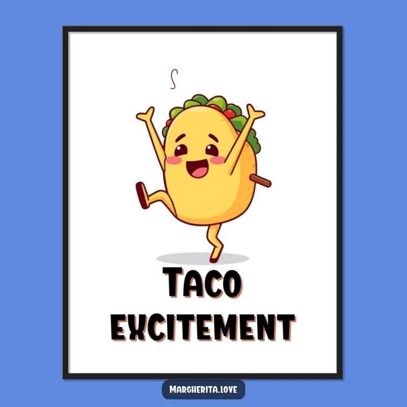 Funny Jaunty Taco Cartwheel Poster - Festive Wall Art Gift