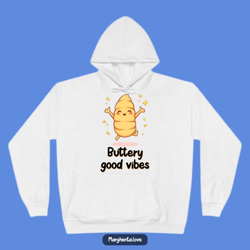 Funny Croissant Jumps Hoodie: Flying Flakes Design, Cozy and Hilarious Apparel