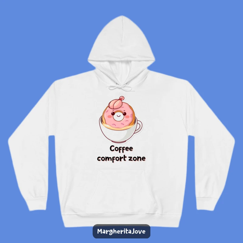 Funny Donut Coffee Hoodie: Content Floater Design, Cozy and Hilarious Apparel
