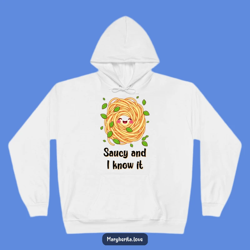 Funny Pasta Swirl Juggling Basil Hoodie - Cozy & Comedic Foodie Apparel Gift