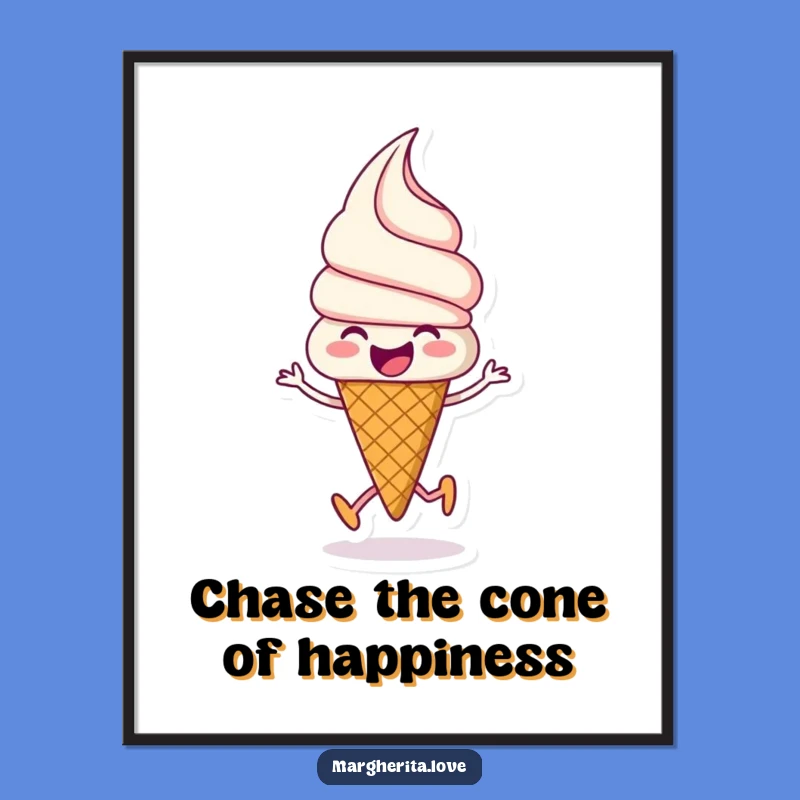 Funny Free Printable Wall Art: Happy Ice Cream Skip Downloadable Art