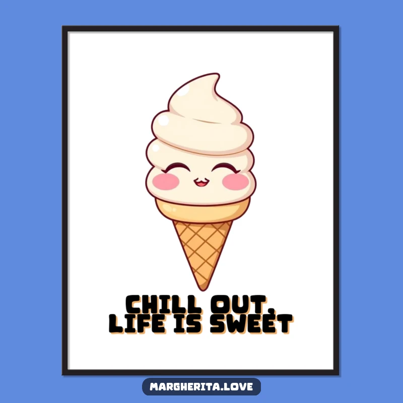 Free Printable Wall Art: Ice Cream Cone Kiss - Sweet Downloadable Decor