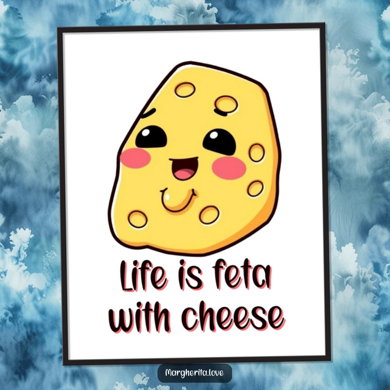 Funny Free Printable Cheese Art: A happy slice of cheese melting with a smile, bringing cheesy humor and warmth to your decor.