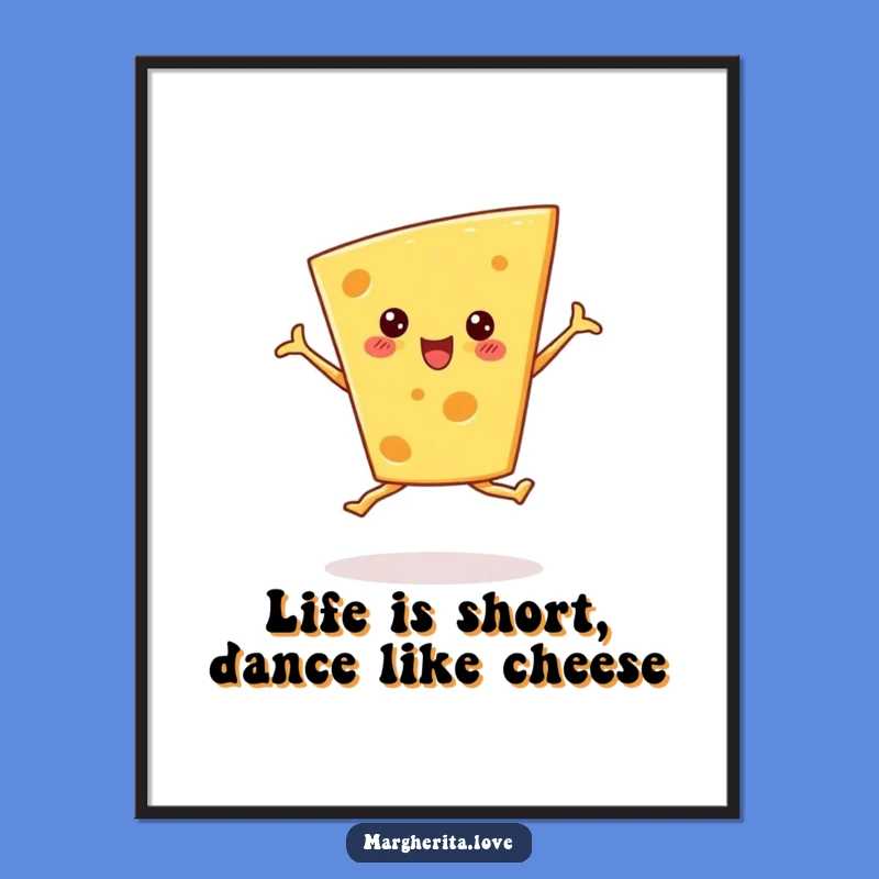 Free Printable Wall Art: Cheerful Cheese Pirouette, Funny Downloadable Decor for Kitchen