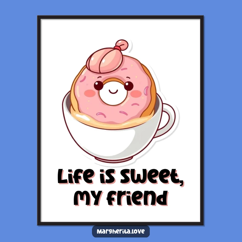 Funny Free Printable Donut Coffee Wall Art - Bobbing Donut Downloadable Art