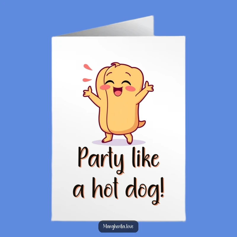 Free Printable Birthday Card: Giggling Hot Dog Dances for a Fun Downloadable Gift
