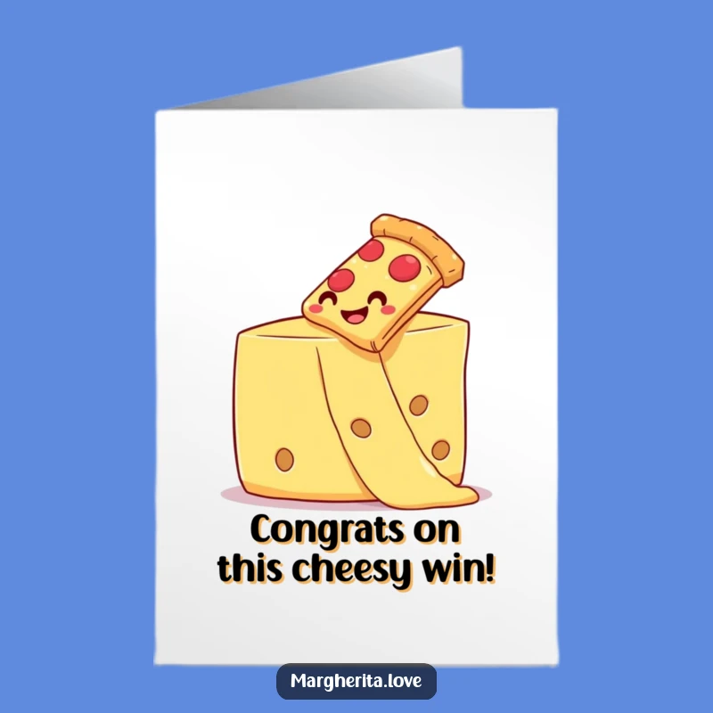 Free Printable Congrats Card: Pizza Cheese Slide Celebrate Download