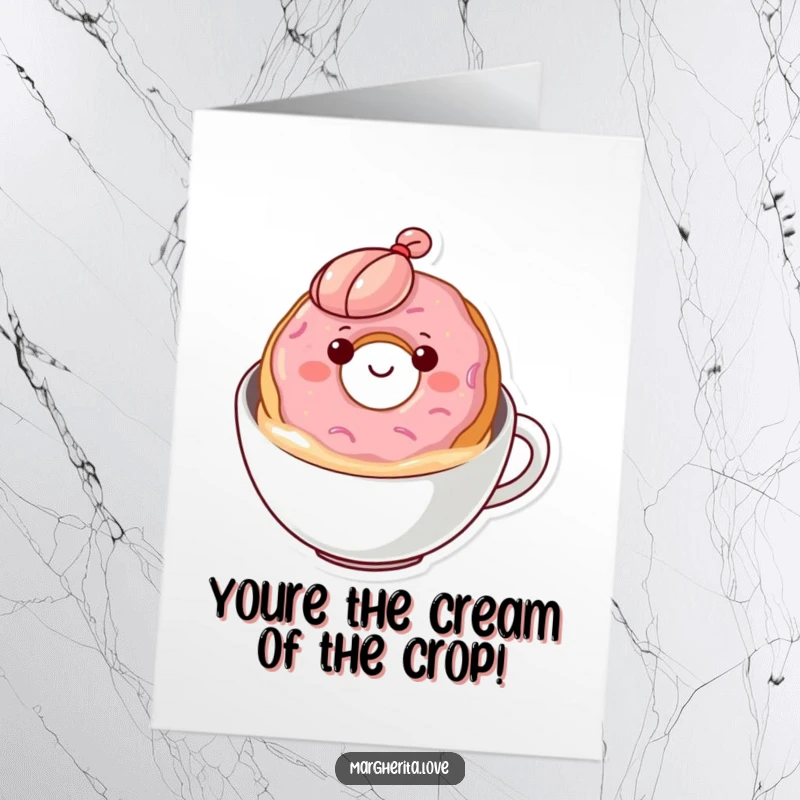 Funny Free Printable Congratulations Card: A donut floats happily in coffee, giving a cheerful bob as congrats.