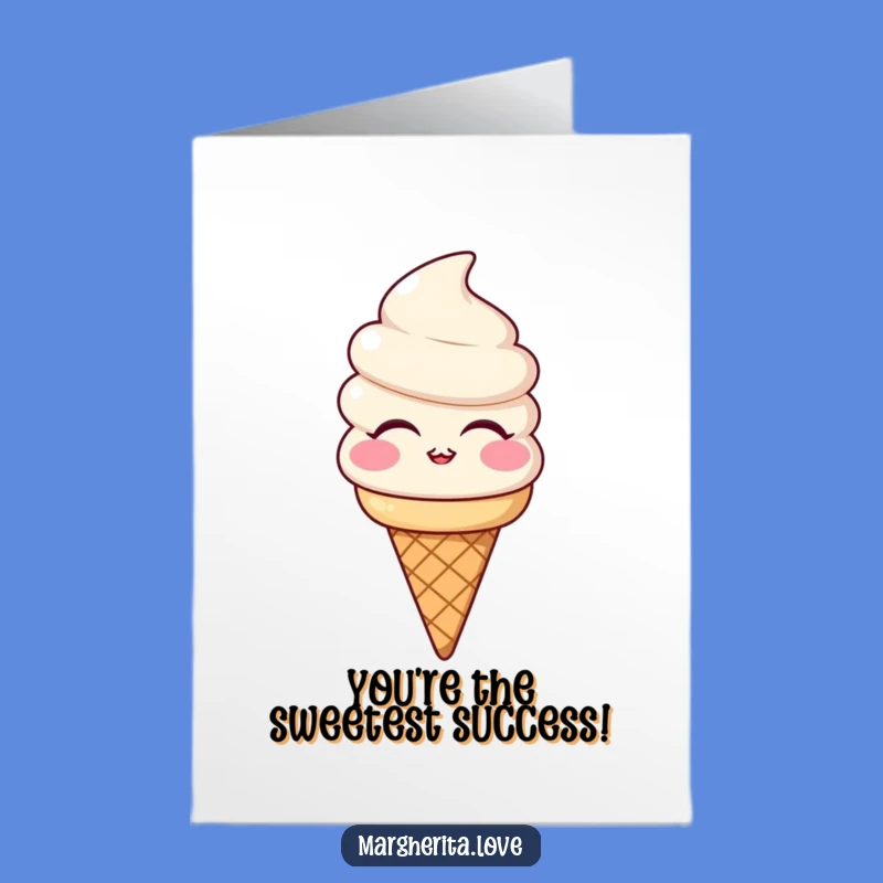 Free Printable Congrats Card: Ice Cream Kiss for Your Sweet Success