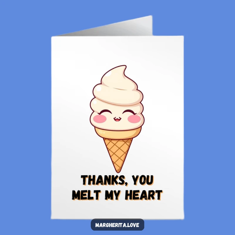 Free Printable Thank You Card: Ice Cream Cone Kiss for Sweet Thanks
