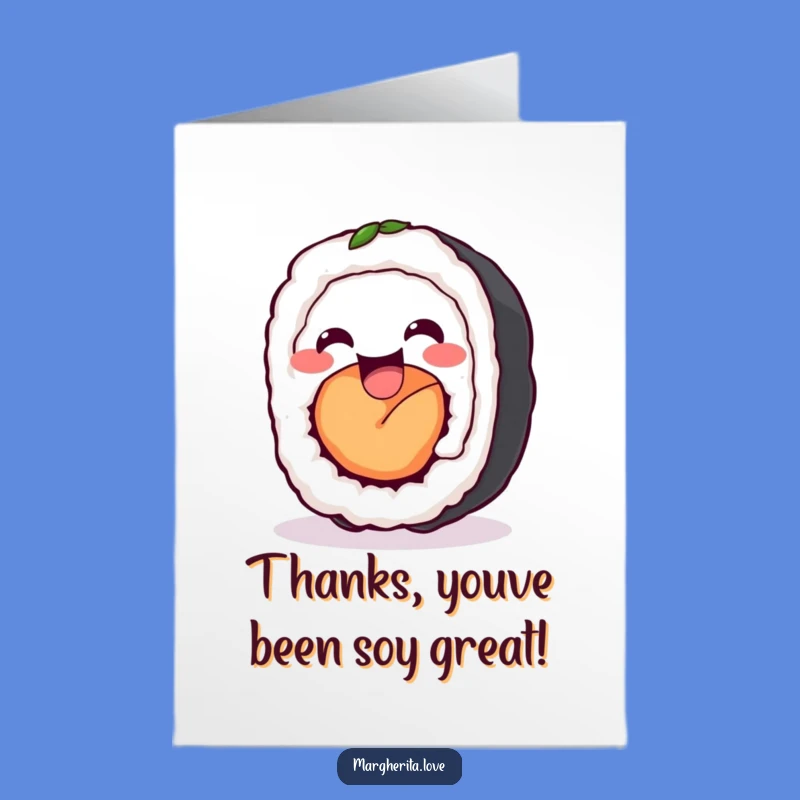 Say thanks with flair using this funny free printable thank you card and its wiggling sushi. A charming print at home option.