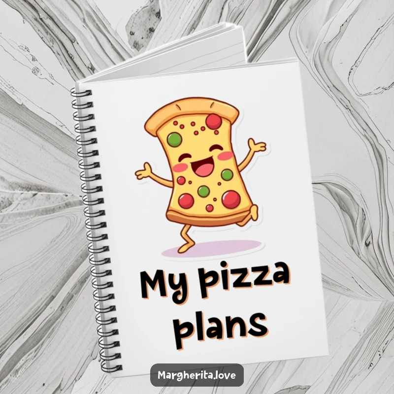 Funny pizza dancer notebook with a cover design of a joyful, dancing slice, perfect for notes and sketches.
