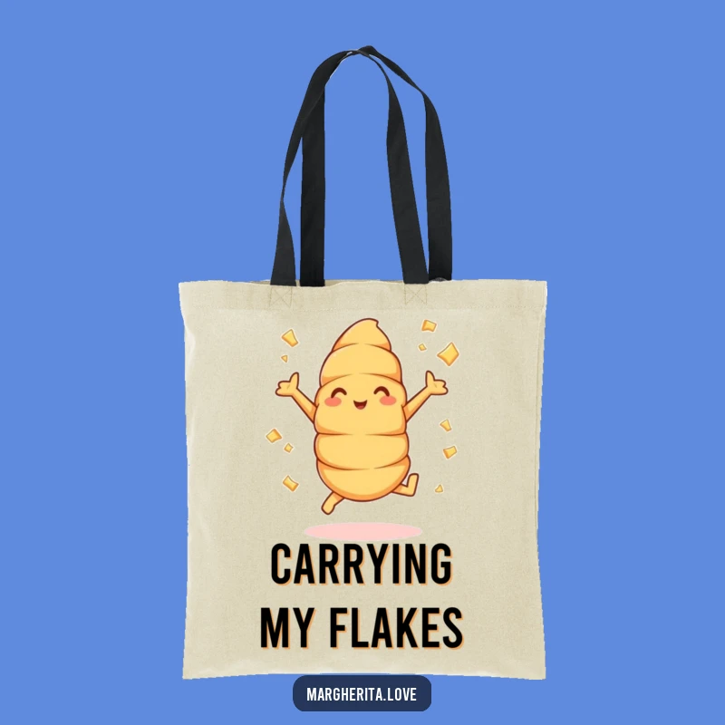 Funny Croissant Jumper Totebag: Flying Flakes Print, Practical and Hilarious Accessory