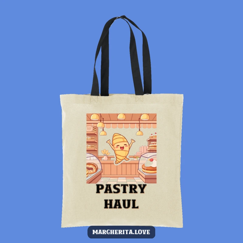 Funny Croissant Joy Tote Bag: Pastry Leap, Practical Gift